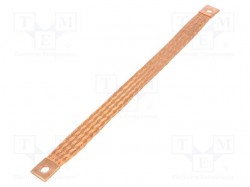 Braids; earthing tape; W: 20mm; 25mm2; Ø1: 9mm; Ø2: 9mm; 135A; L: 300mm