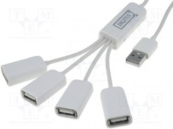 Hub USB; USB 2.0; PnP i Hot Swap; Ilość portów:4; 480Mbps