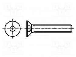 Screw; M5x8; DIN:7991; Head: countersunk; imbus; HEX 3 mm