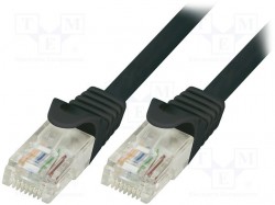 Patch cord; U/UTP; 5e; linka; CCA; PVC; czarny; 2m; 26AWG
