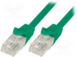 Patch cord; U/UTP; 5e; Line; CCA; PVC; grün; 1m; 26AWG