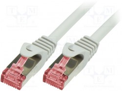 Patch cord; S/FTP; 6; stranded; Cu; LSZH; white; 10m; 27AWG