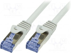 Patch cord; S/FTP; 6a; stranded; Cu; LSZH; grey; 1m; 26AWG