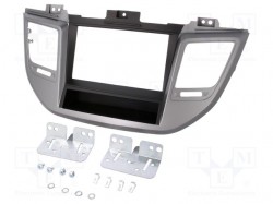 Radio mounting frame; 2 DIN; Hyundai; black and silver