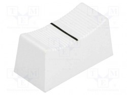 Knob; slider; white; 23x11x11mm; Width shaft 3/4mm; plastic