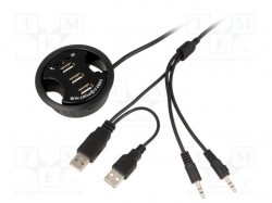 Hub USB; USB 1.1,USB 2.0; czarny; Ilość portów:3; 480Mbps; Ø:60mm