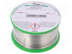 Drut lutowniczy; Sn99,3Cu0,7; 0,8mm; 250g; bezołowiowe; 227°C