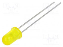 LED; 5mm; żółty; 1,1÷3,7mcd; 50°; Czoło: wypukłe; 1,8÷2,2V