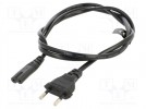 Cable; CEE 7/16 (C) plug,IEC C7 female; PVC; 1.2m; black; 2.5A