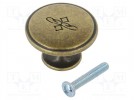 Knob; Ø: 23mm; H: 21mm; zamak; OLBIA; Plating: galvanized; furniture