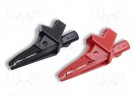 Crocodile clip; 20A; black,red; Grip capac: max.24mm; L: 90mm