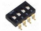 Schalter: DIP-SWITCH; Anzahl Sektionen: 4; OFF-ON; 0,025A/24VDC