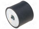 Tłumik drgań; M6; Ø: 25mm; guma; Dł: 20mm; H: 6mm; 605N; 121N/mm; stal