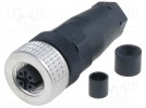 Verbindung: M12; weiblich; PIN:5; gerade; für Kabel; Stecker; E; 4A