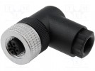 Verbindung: M12; weiblich; PIN:5; 90° gewinkelt; für Kabel; E