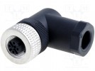 Verbindung: M12; weiblich; PIN:5; 90° gewinkelt; für Kabel; E; 4A