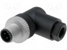 Verbindung: M12; männlich; PIN:4; 90° gewinkelt; für Kabel; E; 4A