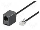 Cable: telephone; RJ11 socket,RJ11 plug; 6m; black