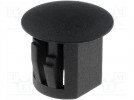 Stopper; polyamide; Wall thick:0.8÷3.5mm; Hole dia:9.5mm; black