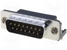 D-Sub; PIN: 15; Buchse; männlich; 7,2 mm-Standard; mit 90°-Winkel