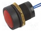 Schalter: Druck-; 1-stellig; SPST-NO; 0,125A/125VAC; rot; IP67