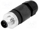 Verbindung: M12; männlich; PIN:5; gerade; für Kabel; Stecker; 4A