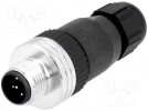 Verbindung: M12; männlich; PIN:5; gerade; für Kabel; Stecker; 4A