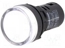 Lampka kontrolna; 22mm; Podśw: LED 230V AC; wypukła; IP65; Ø22,5mm
