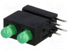 LED; w obudowie; zielony; 3mm; Il.diod: 2; 20mA; 40°; 10÷20mcd