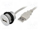 USB-Buchse 2.0 A/A; 22mm; IP20; Farbe: silber; -25÷70°C