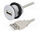 Gniazdo USB 2.0 A/A; 22mm; IP20; Kolor: srebrny; -25÷70°C