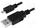 Cable; USB 2.0; USB A plug,USB B micro plug; nickel plated; 1.8m