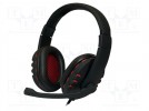 Headphones with microphone; black, red; 20÷20000Hz; 2.2m