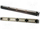 Patch panel; RJ45; Number of port:24; Cat:5e; Colour: black