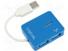 Hub USB; USB 1.1,USB 2.0; PnP; niebieski; Ilość portów:4; 480Mbps