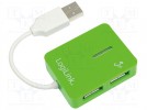 Hub USB; USB 1.1,USB 2.0; PnP; zielony; Ilość portów:4; 480Mbps