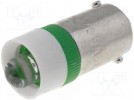 Lampka LED; zielony; BA9S; 12V