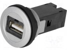 USB-Buchse 2.0 A/A; 22mm; IP20; Farbe: silber; -25÷70°C; Ø22,3mm