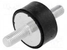 Tłumik drgań; M8; Ø: 30mm; guma; Dł: 15mm; Dł.gwintu: 20mm; 534N; stal