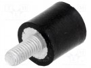 Tłumik drgań; M3; Ø: 8mm; guma; Dł: 8mm; Dł.gwintu: 6mm; H: 3mm; 75N