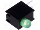 LED; w obudowie; zielony; 3mm; Il.diod: 1; 20mA; 80°; 1,6÷2,6V