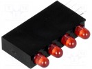 LED; im Gehäuse; Anz.Dioden:4; 3mm; THT; rot; 20-30mcd; 80°