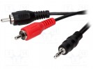 Cable; Jack 3.5mm plug, RCA plug x2; 5m; black