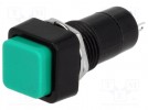 Schalter: Druck-; 2-stellig; SPST-NO; 3A/125VAC; grün; Ø12mm; 20mΩ