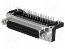 D-Sub; PIN: 25; gniazdo; żeńskie; z gwintowaną śrubą,zatrzask PCB