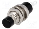 Schalter: Druck-; 1-stellig; SPST-NC; 1A/250VAC; schwarz; Auf: Ø7mm
