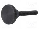Pokrętło; Ø: 16mm; Gwint zew: M4; 25mm; H: 9,5mm; stal; radełkowane
