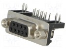 D-Sub; PIN: 9; gniazdo; żeńskie; standard 7,2mm; Blokowanie: śruby