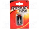 Battery: zinc-chloride; 9V; 6F22; Eveready Super Heavy Duty