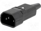 Connector: AC supply; IEC 60320; C14 (E); plug; male; for cable